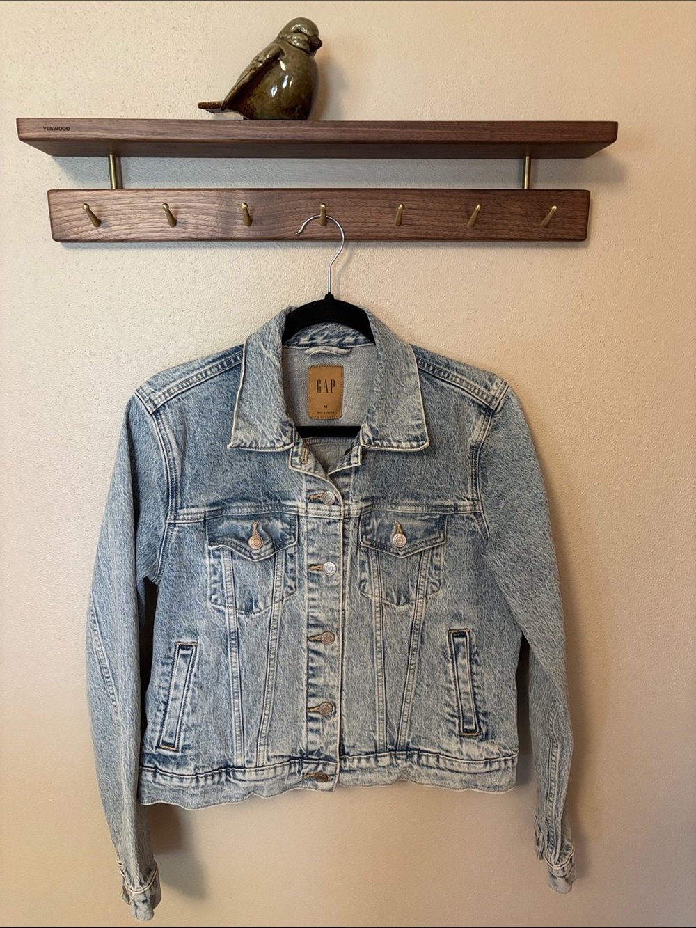 GAP Women's Light Acid Wash Denim Jacket - Light Blue